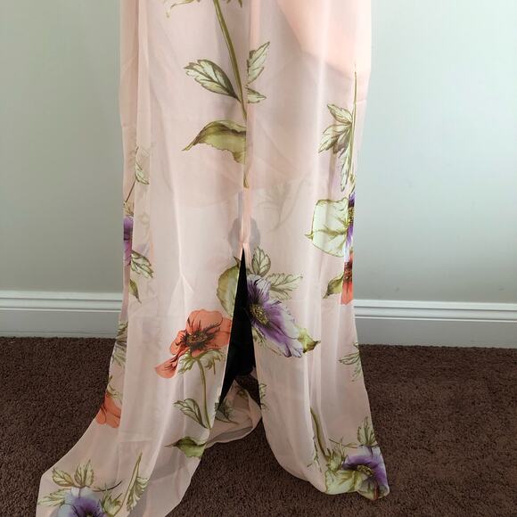 Three Eighty Two Women's‎ Floral Chiffon Maxi Dress M Sheer Halter Neck Gown NWT - Picture 4 of 9